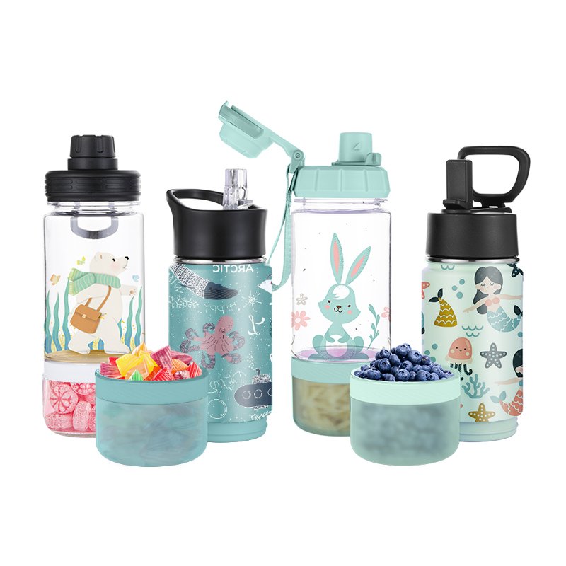 14oz Stainless Steel Water Bottle Children's Vacuum Flask with Straw Bottle For Child Insulation Bottle Smart Thermos Cup