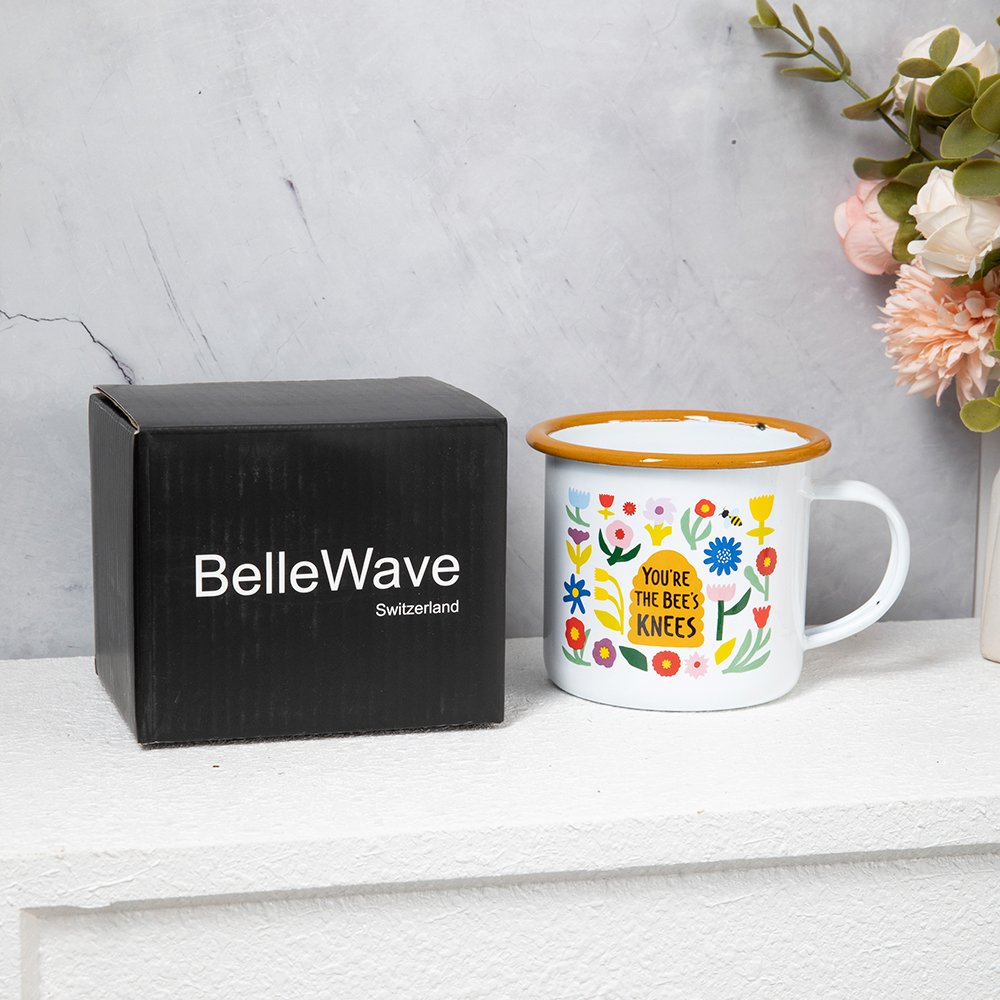 12oz metal enamel cups sublimation custom logo white custom stock promotion wholesale tea milk cup Vintage Souvenir camping mug