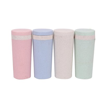 Kitchen Wheat Straw Double Insulated Gift Mug Tumbler With Lid Eco-friendly Travel Mug Coffee Winter Thermos Cup
