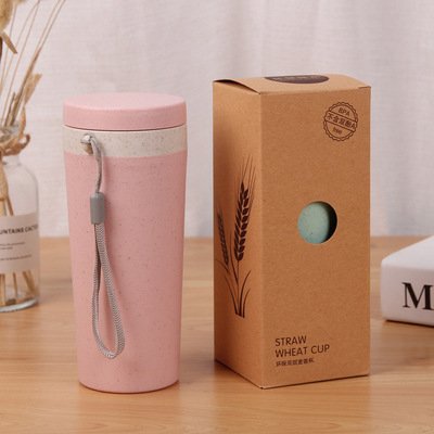 Kitchen Wheat Straw Double Insulated Gift Mug Tumbler With Lid Eco-friendly Travel Mug Coffee Winter Thermos Cup