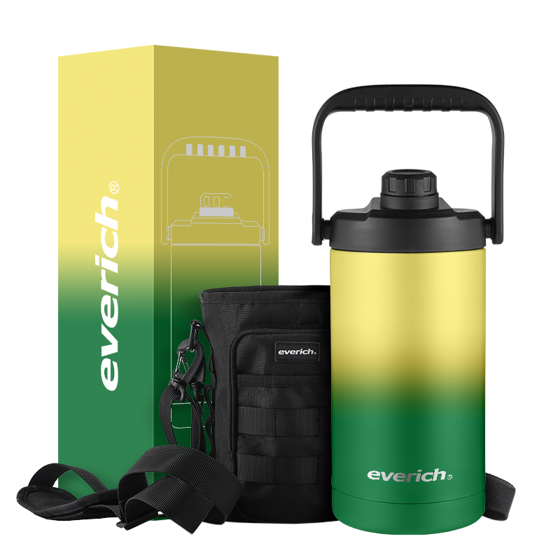 Custom Logo 64oz 84oz 128oz Gallon Beer Growler Insulated Stainless Steel Outdoor Water Bottles with Sleeve