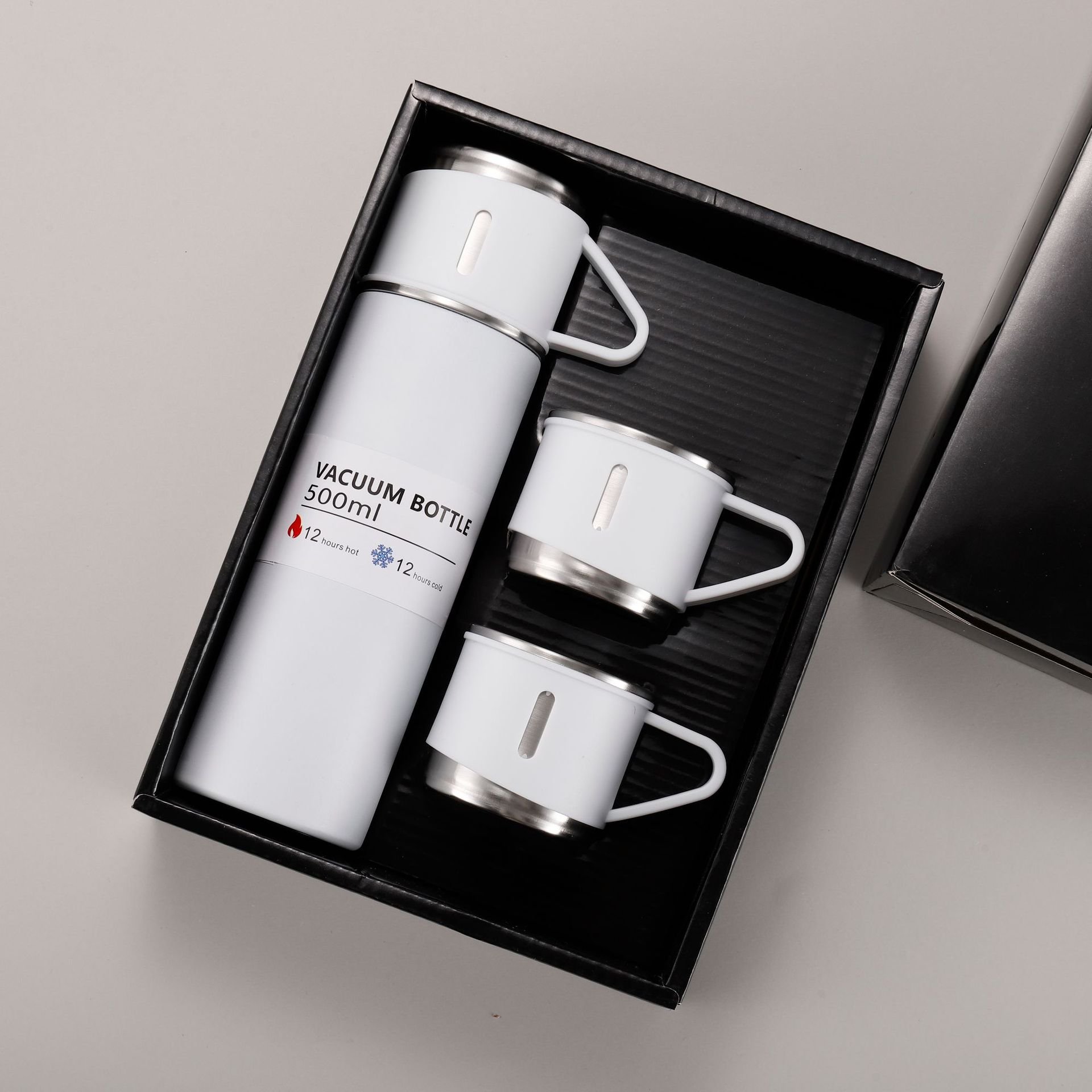 Wholesales Stainless Steel Vacuum Flask Mug Gift Set Minimalist Design Straight Bottle with Cup for Business Use