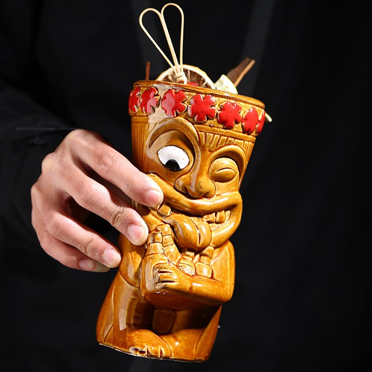 Antique Finished Hand Painted Ceramic Tiki Mugs Custom Witch Statue OEM Tiki Cups Manufacturer