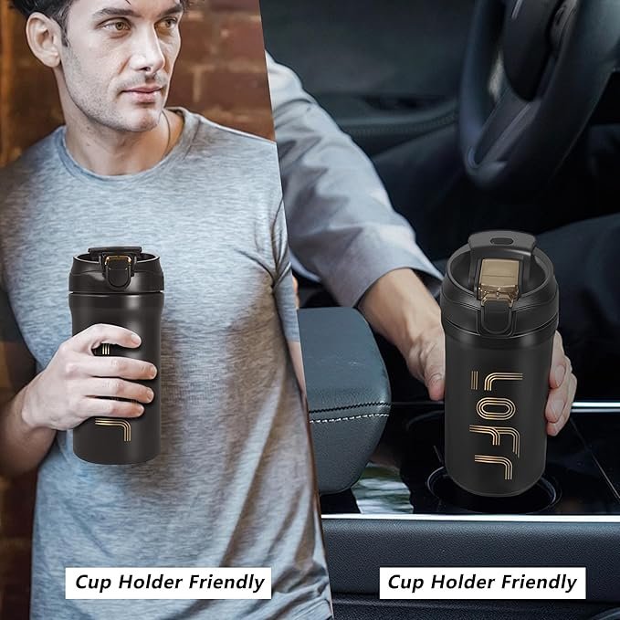 Custom logo 600ml stainless steel 316 travel cup vacuum insulated double walled coffee mug with filp up straw lid