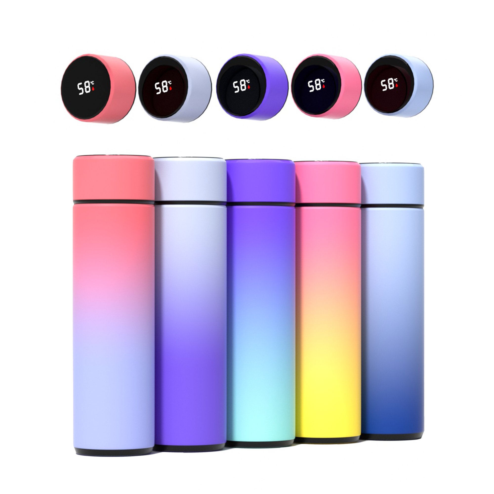 Custom Logo 500ml LED Temperature Display Thermal Insulated Vacuum Flask 304 Double Wall Stainless Steel Smart Water Bottles