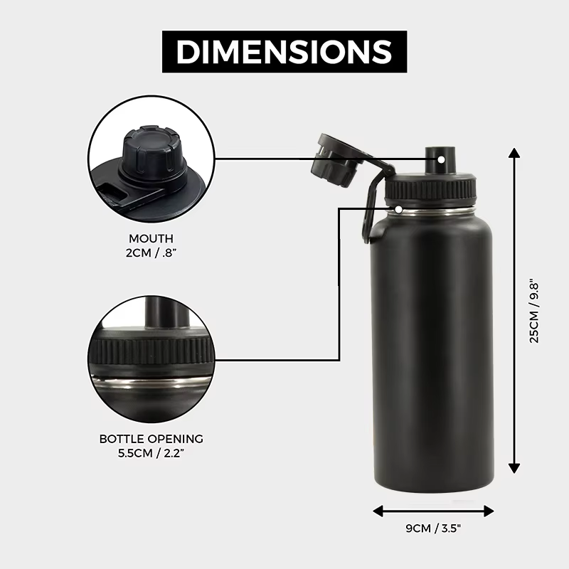 YEWAY OEM Custom 32oz Double Wall Vacuum Flask Insulated Sport Stainless Steel Gym Water Bottle with Handle Lids