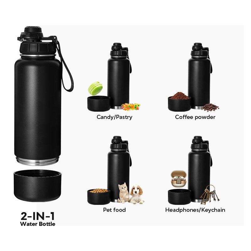 Spot Delivery 32oz Insulated Drink Bottles Stainless Steel Water Bottle with detached bowl For Outdoor Activities