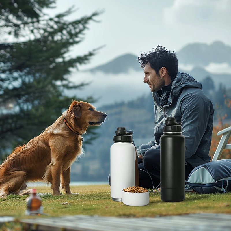 Spot Delivery 32oz Insulated Drink Bottles Stainless Steel Water Bottle with detached bowl For Outdoor Activities