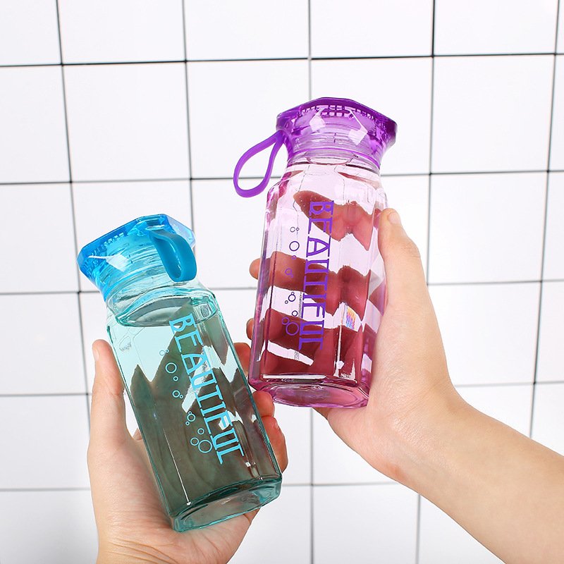 Wholesale Creative Diamond Glass Water Bottle Portable 500ml Sports Water Bottle Cup