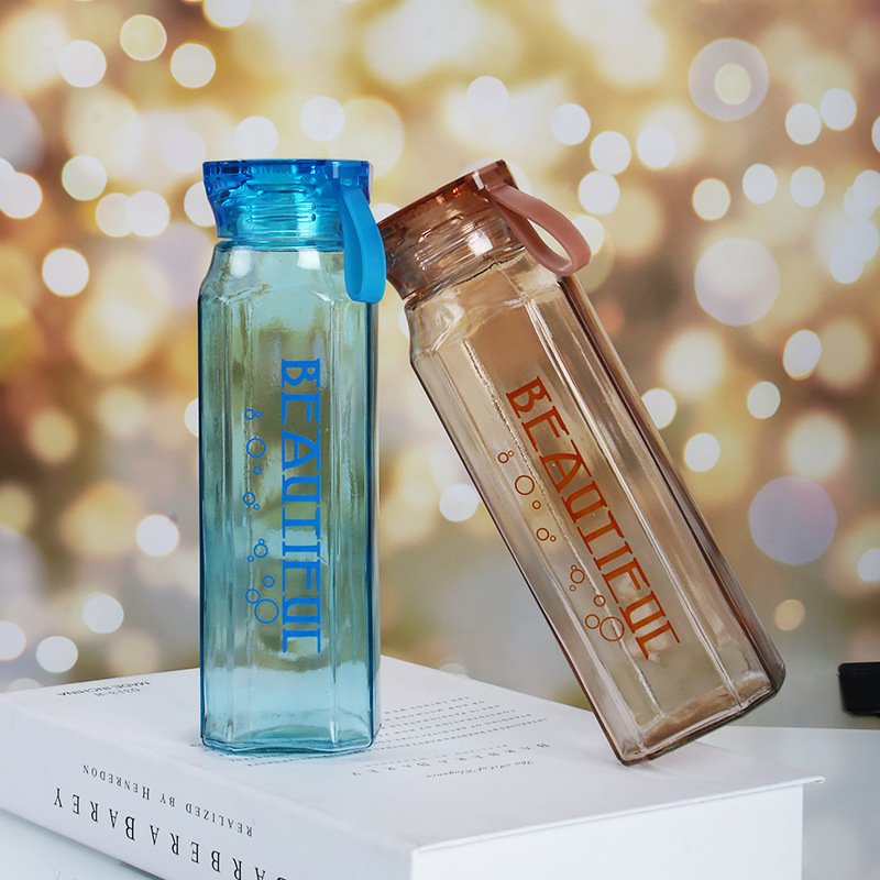 Wholesale Creative Diamond Glass Water Bottle Portable 500ml Sports Water Bottle Cup