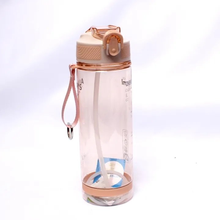 800Ml Sports Water Bottle With Straw For Camping Hiking Outdoor Plastic Transparent BPA Free Bottle For Men Drinkware