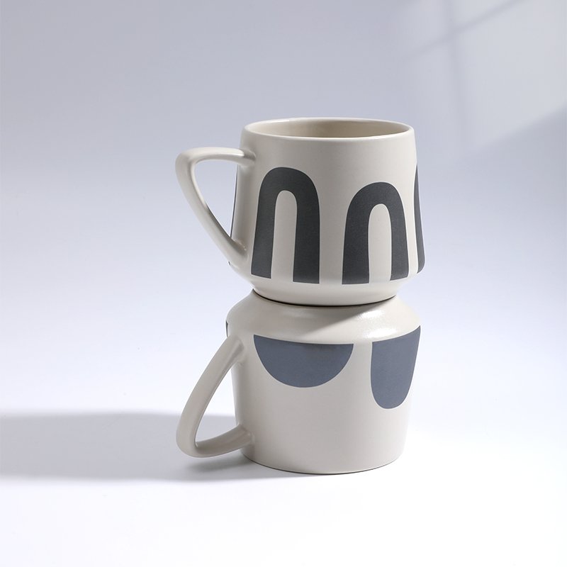 2023 New Wholesales Custom Korean New Bone China Flower Office Matte Glaz Pasted With Matte Paper Ceramic Mugs