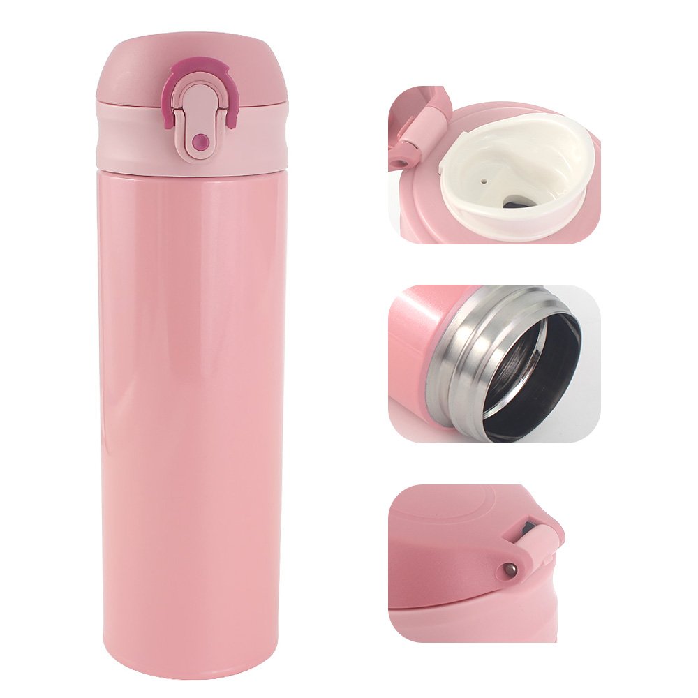 Wholesale 500ML Double Wall Vacuum Insulated Stainless Steel One-touch Water Bottle Custom Color and Logo Water Bottle
