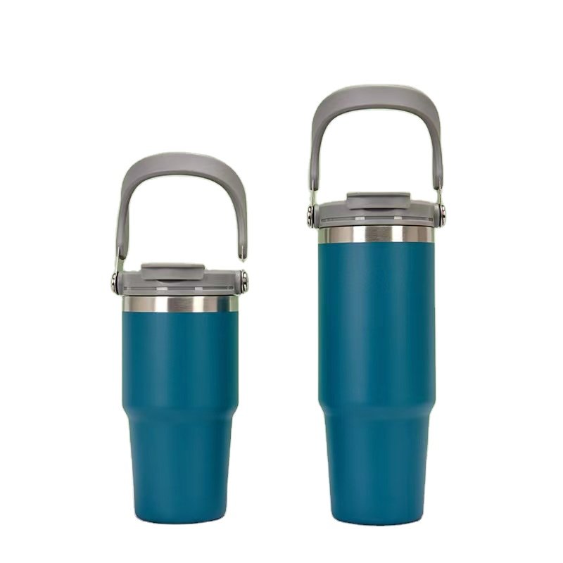Manufacturers wholesale 304 stainless steel insulated car cup vacuum large capacity ice bulba cup outdoor portable handle cup