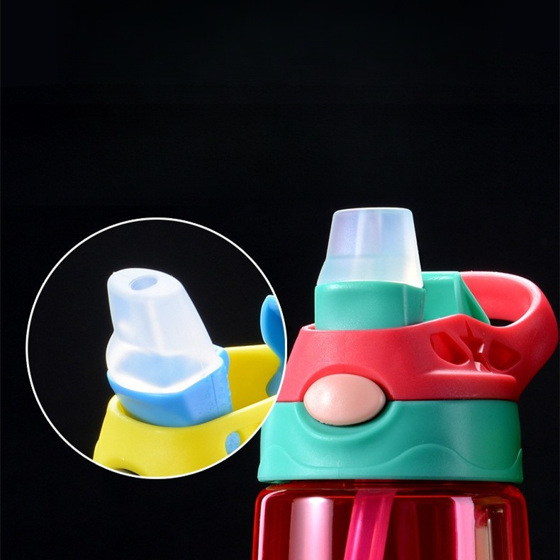 Custom Logo 480ml Reusable Leak-proof Kids Plastic Water Bottle with Straw for School Travel