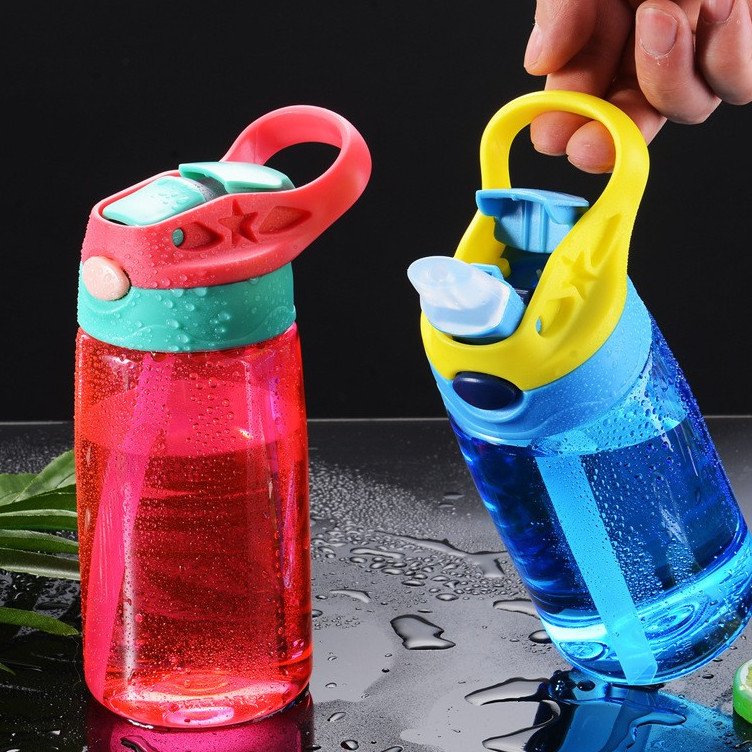 Custom Logo 480ml Reusable Leak-proof Kids Plastic Water Bottle with Straw for School Travel