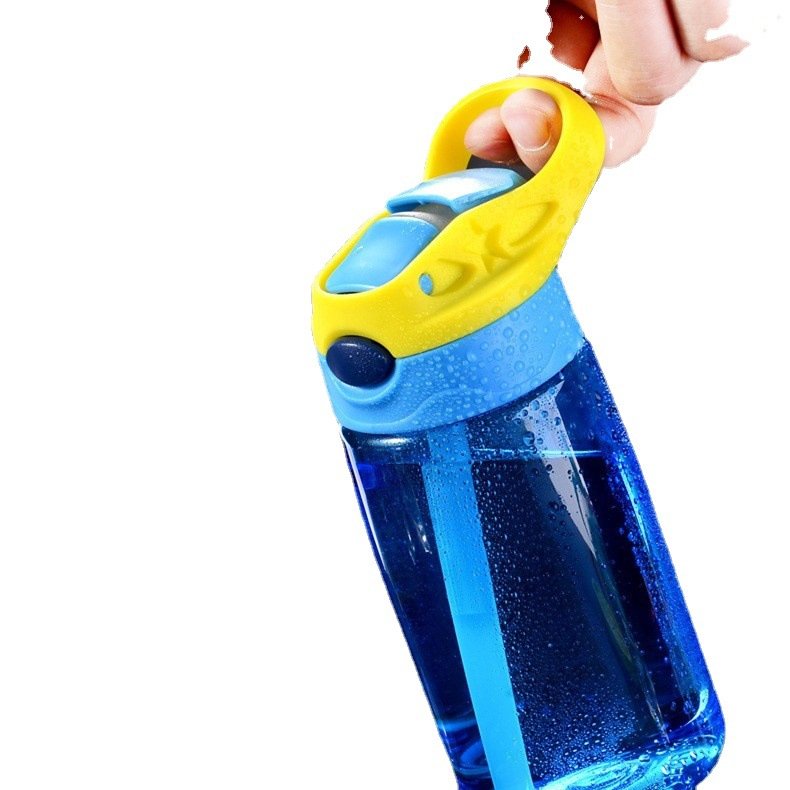 Custom Logo 480ml Reusable Leak-proof Kids Plastic Water Bottle with Straw for School Travel