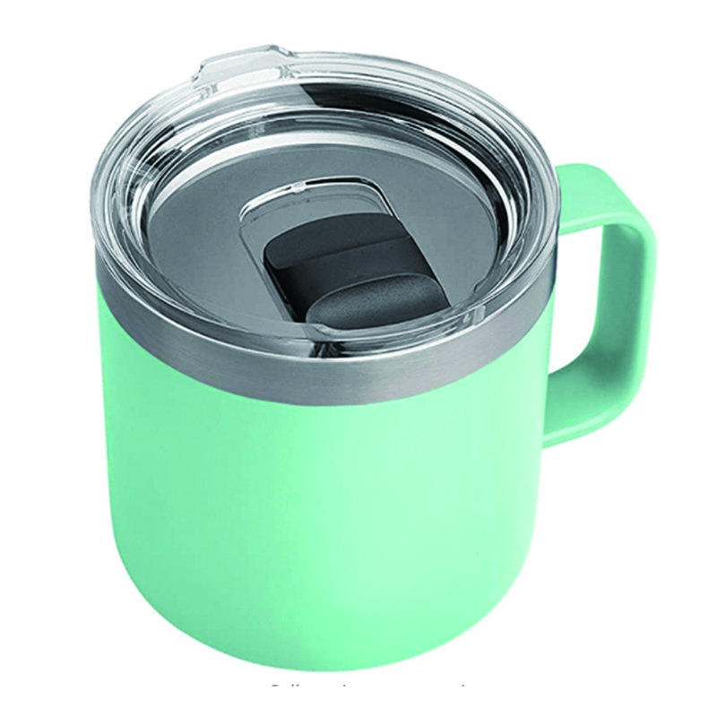 Handle and lid wholesale 12oz double walled stainless steel wine mugs coffee cola water tumblers customized logo and color