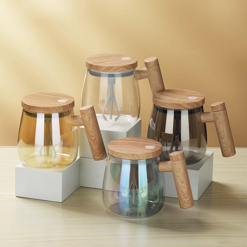 High Borosilicate Glass Automatic Mixing Coffee Mug Electric Self Stirring Mug Auto Self Mixing Cup for Coffee Milk