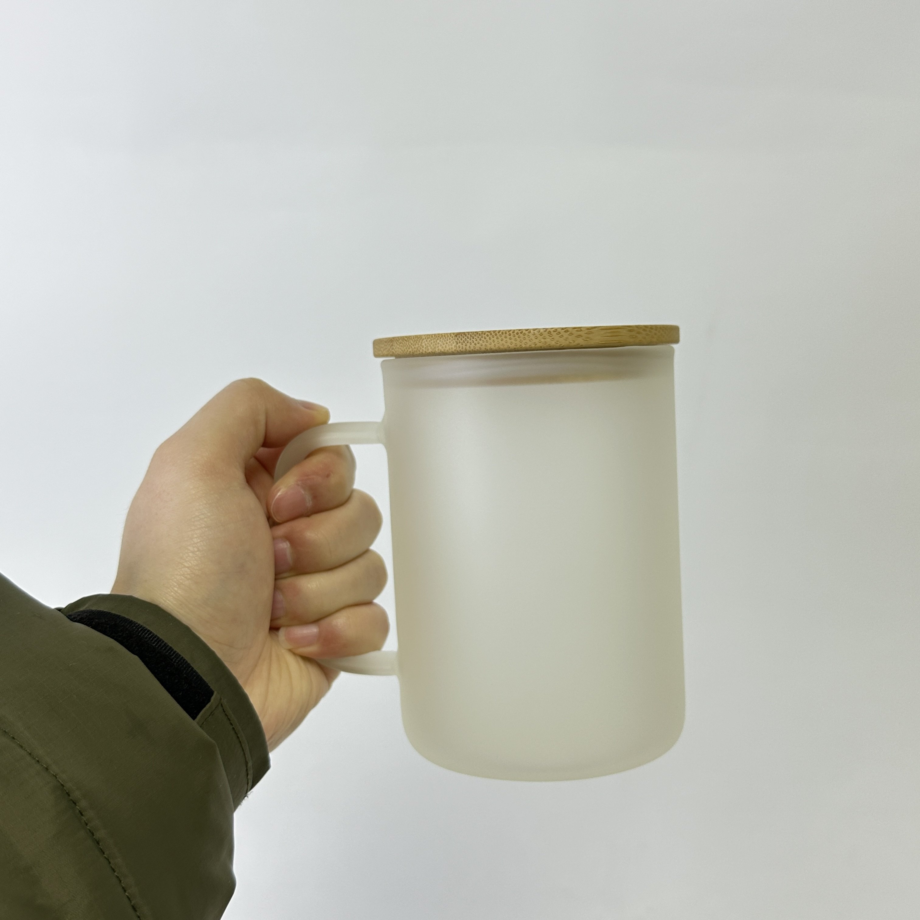 US Warehouse clear double walled sublimation 15oz snowglobe glass mug pre drilled frosted coffee mug tumbler with bamboo lid