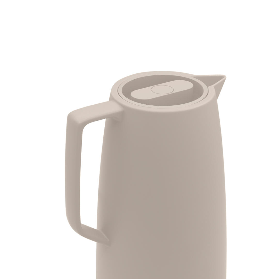 Simple Design Style Solid Color Push Button Vacuum Flask Pink Glass Liner Plastic Jug Coffee Tea Pot Suit For Household Camping