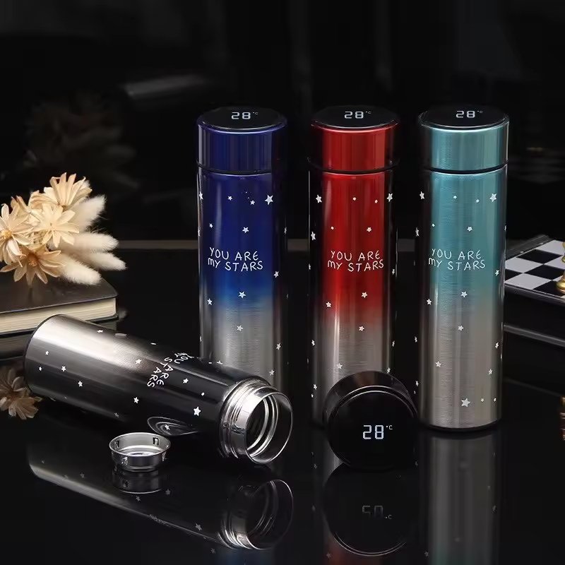 Temperature Display Bottle Intelligent Stainless Steel Thermos with LCD Touch Screen Water Bottle 500ml Smart Digital Thermos