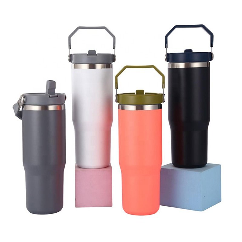 Classic stainless steel tumbler with straw reusable leakproof cup vacuum insulated water bottle for home, office