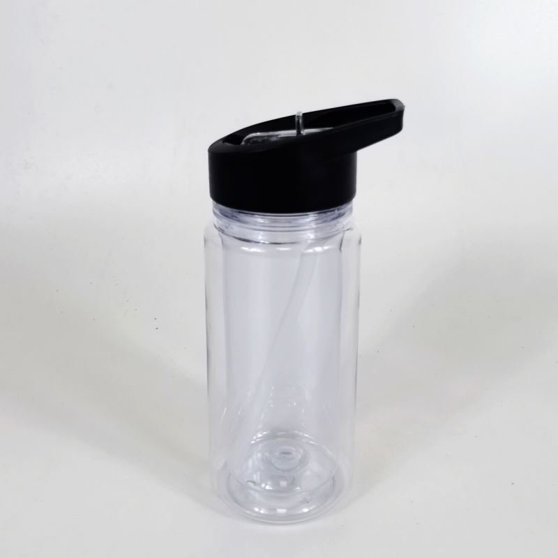 USA warehouse double wall snowglobe 10oz plastic kids cup pre drilled plastic tumbler water bottle With sippy Straw lid