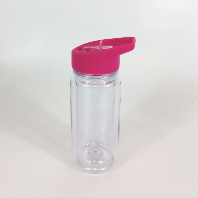 USA warehouse double wall snowglobe 10oz plastic kids cup pre drilled plastic tumbler water bottle With sippy Straw lid
