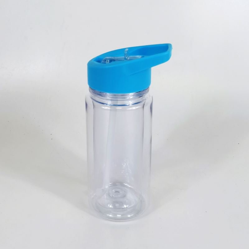 USA warehouse double wall snowglobe 10oz plastic kids cup pre drilled plastic tumbler water bottle With sippy Straw lid