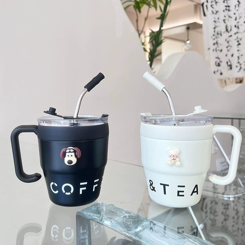 Hot Sale 16oz Double Wall Stainless Steel Insulated Vacuum Travel Coffee Tumbler Mug with Straw Lid