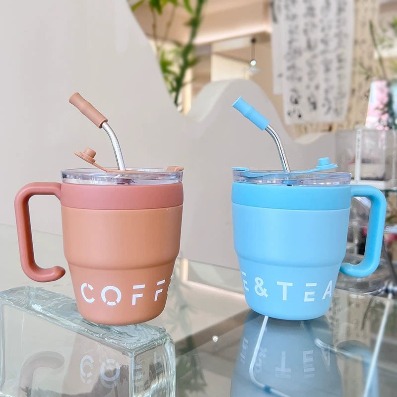 Hot Sale 16oz Double Wall Stainless Steel Insulated Vacuum Travel Coffee Tumbler Mug with Straw Lid