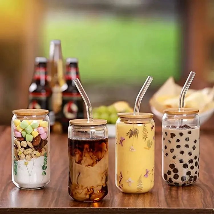 Custom hot sale Can Shaped glass coffee cup Beer Mug Tea Cup Cocktail Glasses for Juices Cocktail
