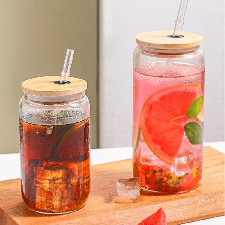 Custom hot sale Can Shaped glass coffee cup Beer Mug Tea Cup Cocktail Glasses for Juices Cocktail
