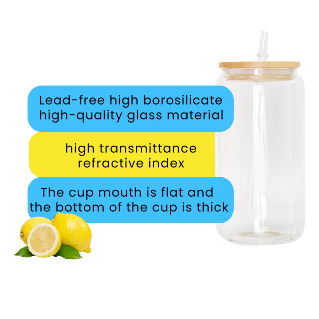 USA Warehouse 16oz Sublimation Clear Frosted Can Glass Mug 16oz Beer Can Cups With Bamboo Lid And Straws