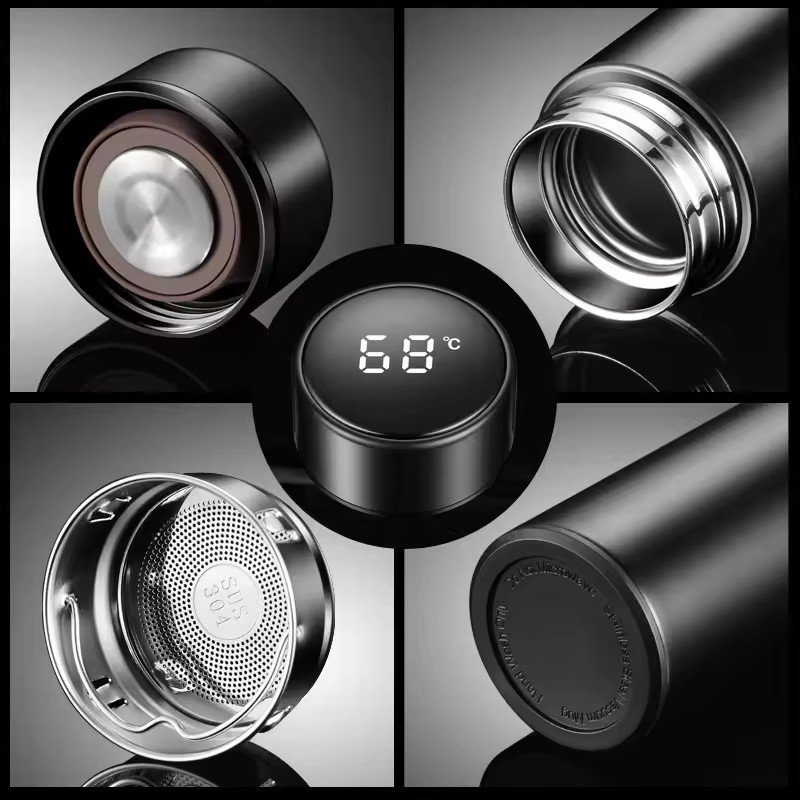 Modern Design Insulated Stainless Steel Smart Water Bottle With LED Temperature Display 500ml Vacuum Flask Thermos