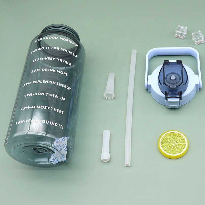 2 Liter Water Bottle 2L Plastic Water Bottle Water Jug Large Big Plastic Leakproof 2L Size With Handle and Straw for Sports