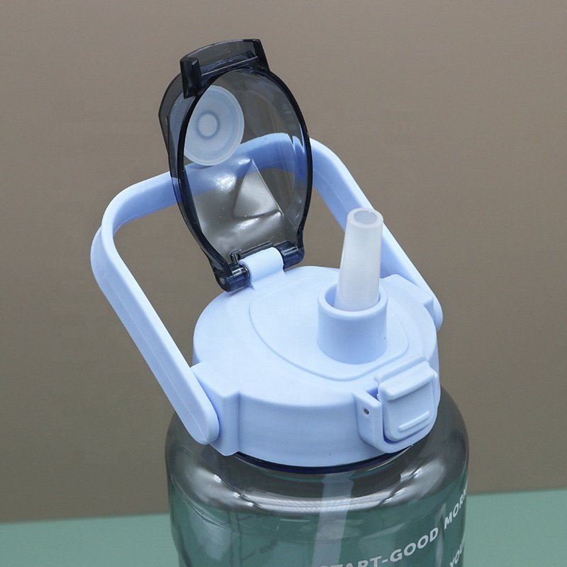 2 Liter Water Bottle 2L Plastic Water Bottle Water Jug Large Big Plastic Leakproof 2L Size With Handle and Straw for Sports