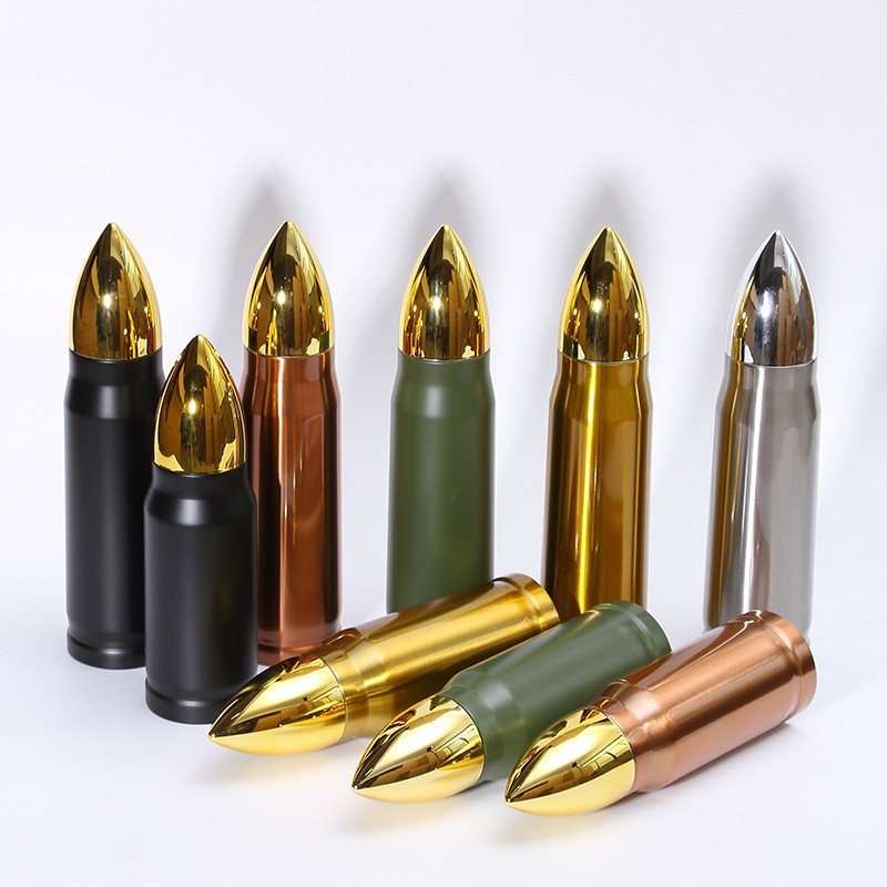 Custom 17oz 500ml Rifle Style Lovers Gifts Souvenir Bullet Shaped Vacuum Thermo Flask Drinking Water Bottle