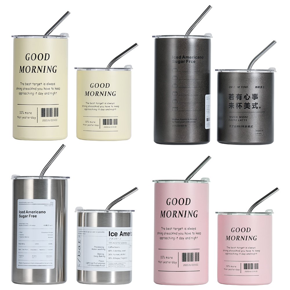 350ML 600ML New design custom coffee mug stainless steel water bottle custom coffee mug with straw