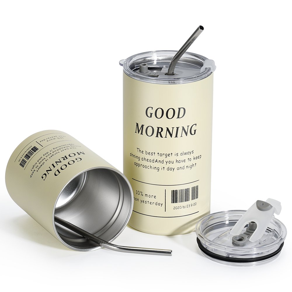 350ML 600ML New design custom coffee mug stainless steel water bottle custom coffee mug with straw