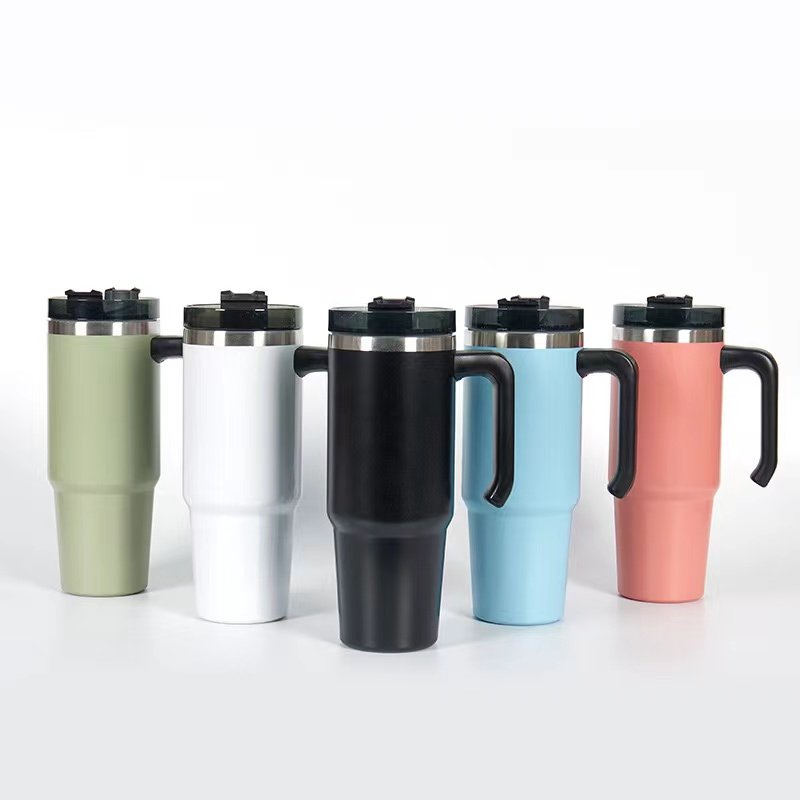 Travel Mug Insulated Vacuum Custom Logo Coffee Mugs Stainless Steel Thermos Mug With Handle
