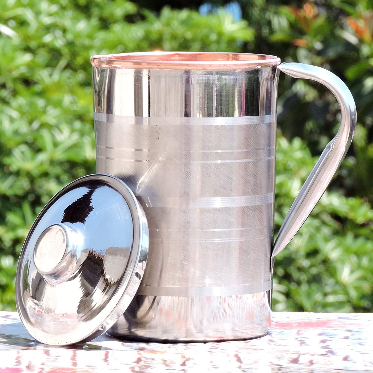 Designer Jug Vacuum Flasks & Thermoses Pitcher Copper Stainless Steel and Copper with Lid | Heavy Duty Stainless Steel and Pure