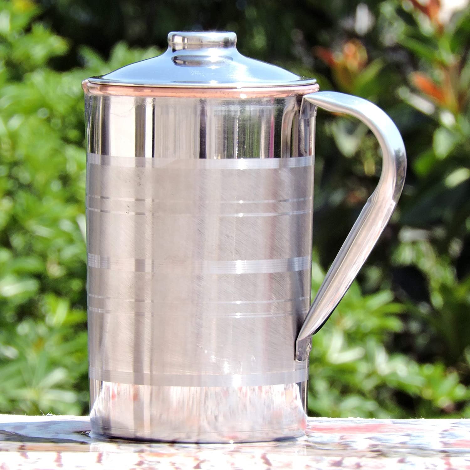 Designer Jug Vacuum Flasks & Thermoses Pitcher Copper Stainless Steel and Copper with Lid | Heavy Duty Stainless Steel and Pure
