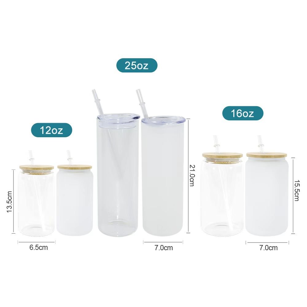 Usa Warehouse stocked 16oz Sublimation Clear Cola Soda Coffee Mug Beer Glass Can Drinking Cup With Bamboo Lid And Straw