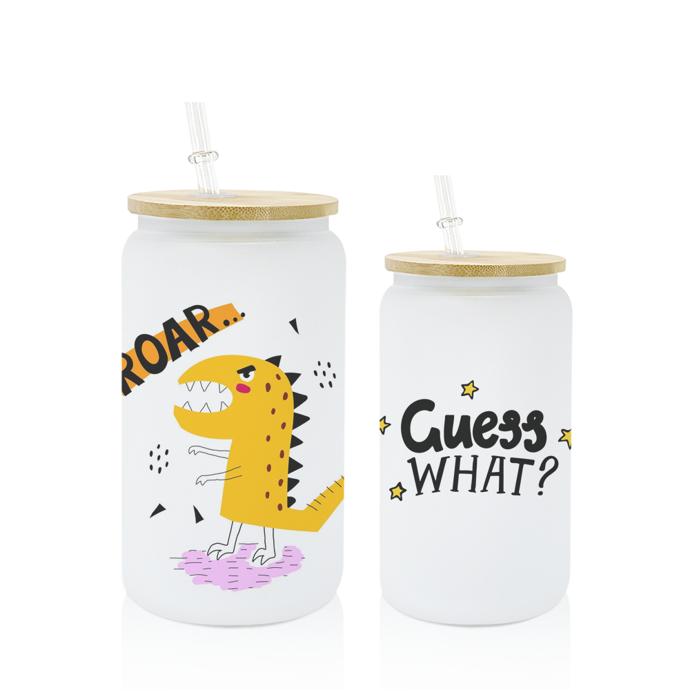 Usa Warehouse stocked 16oz Sublimation Clear Cola Soda Coffee Mug Beer Glass Can Drinking Cup With Bamboo Lid And Straw