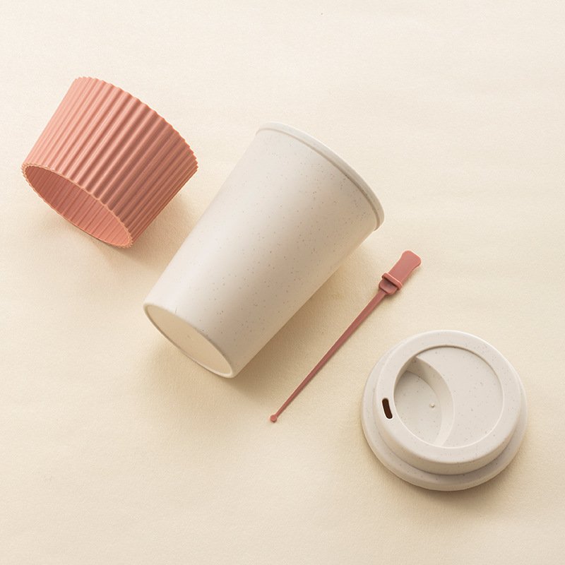 Wholesale Wheat Straw Travel Coffee Mug Leakproof Portable Car Coffee Cups With Lid