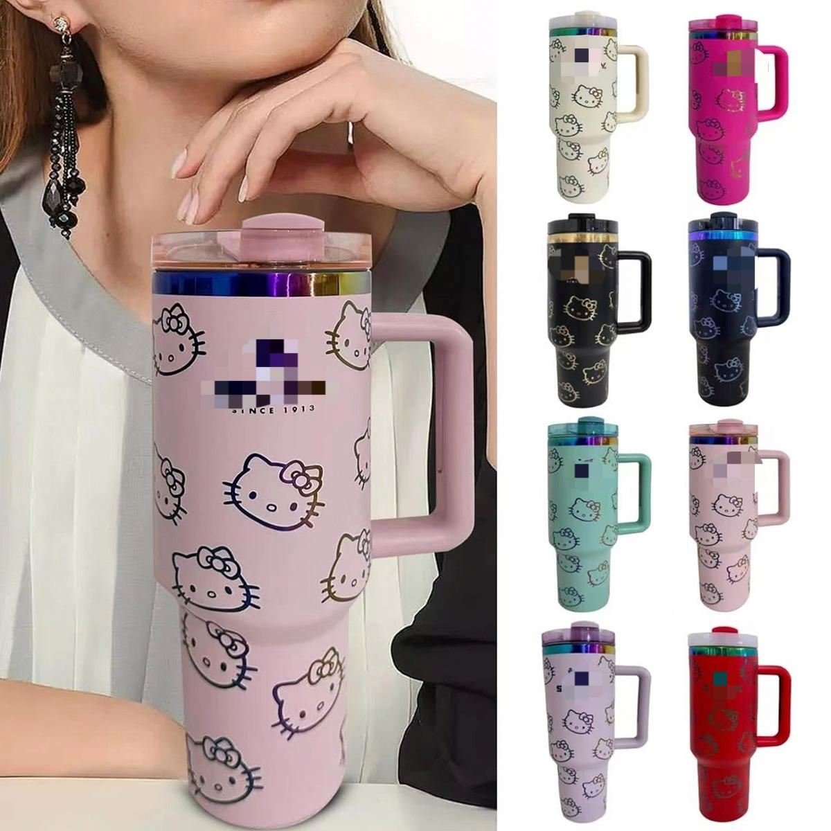 Hot Selling 2024 2025 Trendy 40oz Vacuum Insulated Sanrioed Water Cup Tumbler Water Bottle Hello Kt Kulomi Stainless Steel Mug