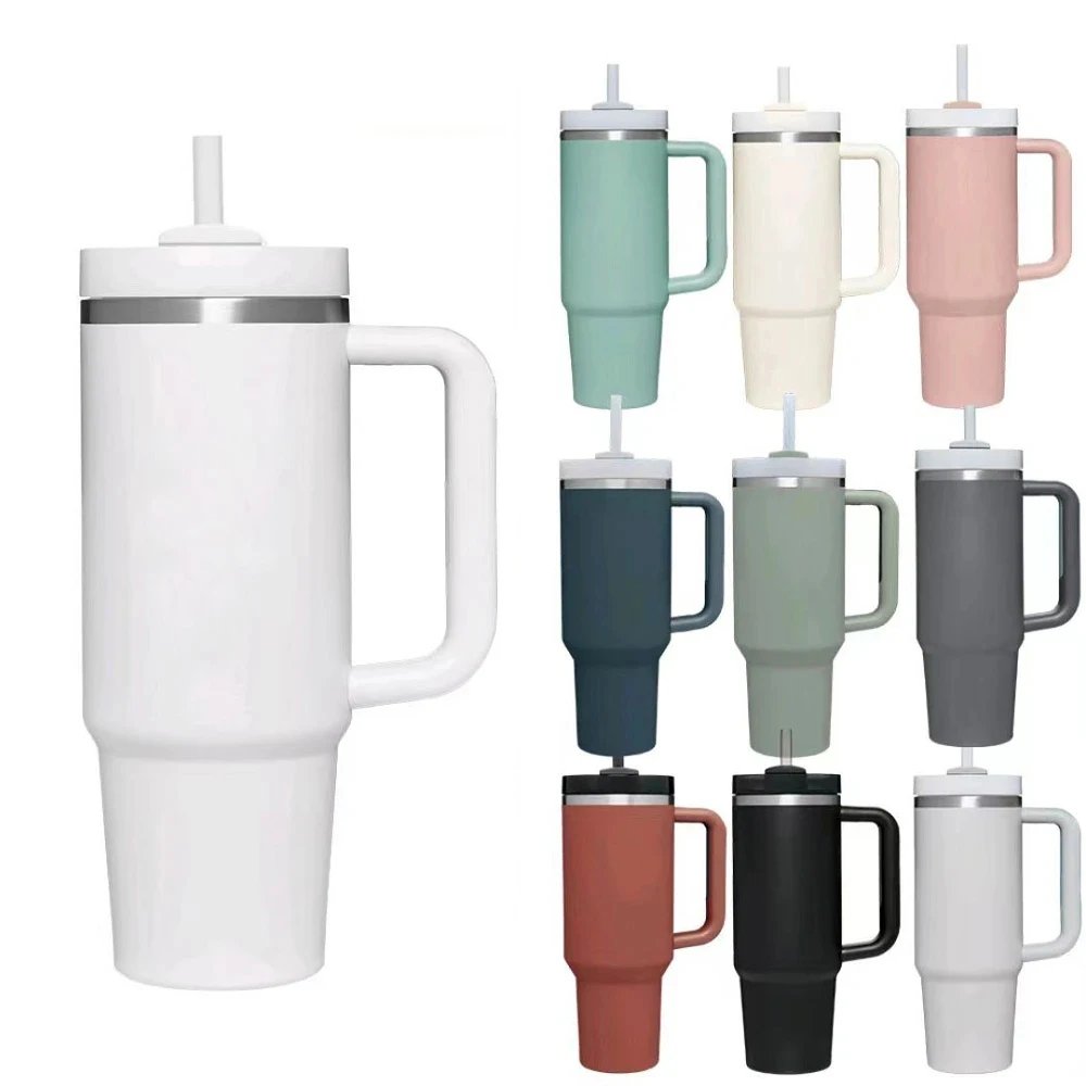Lingyue custom logo 40 oz 2.0 insulated thermos flask bottle water coffee mug tumbler with straw