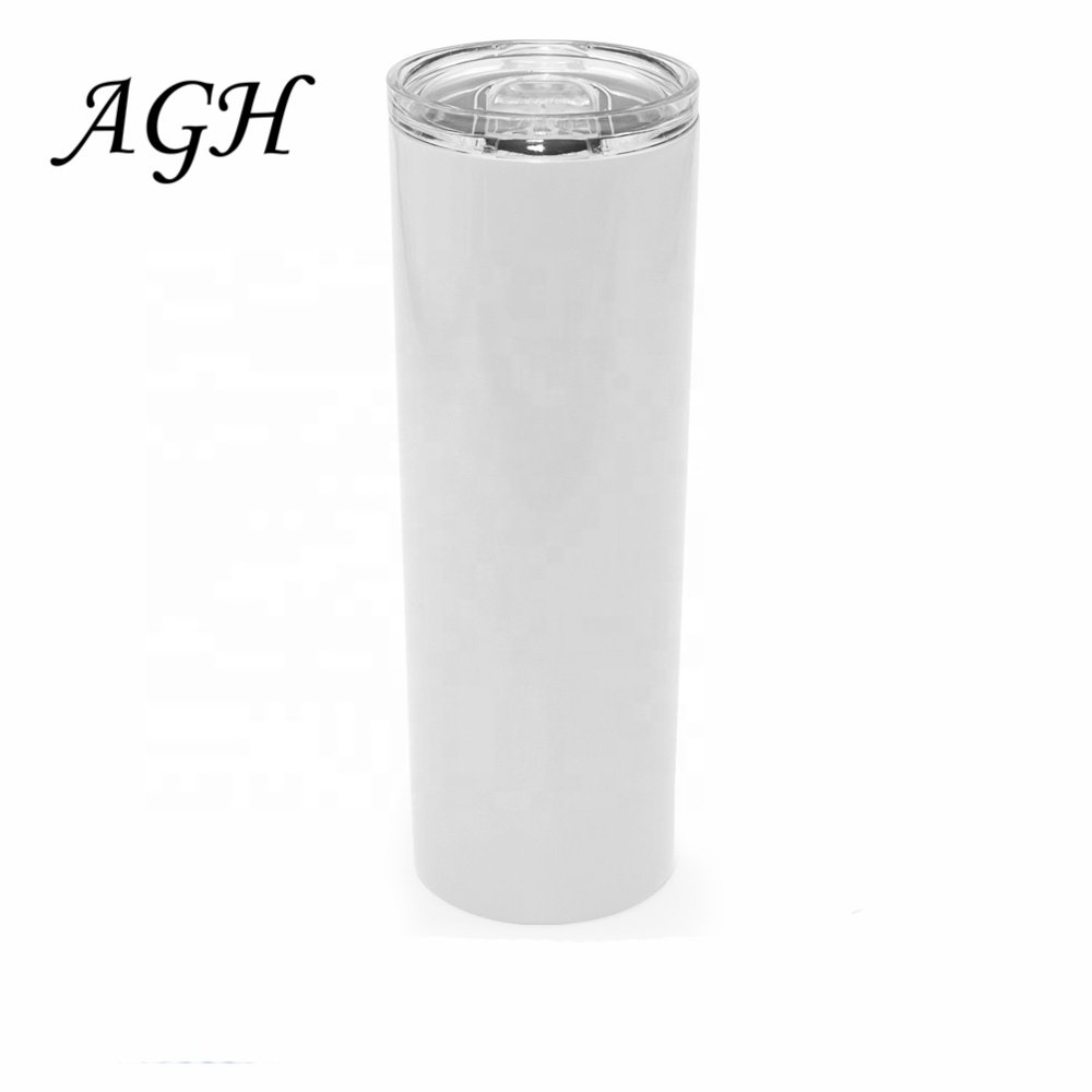 20oz Skinny Tumbler coffee mug wholesale double wall stainless steel vacuum insulation cup Water bottle with straw plastic lid